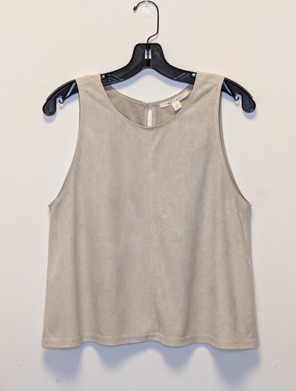 Mi ami Faux Suede Tank Top Beige Sleeveless Soft Microfiber Minimalist Size L